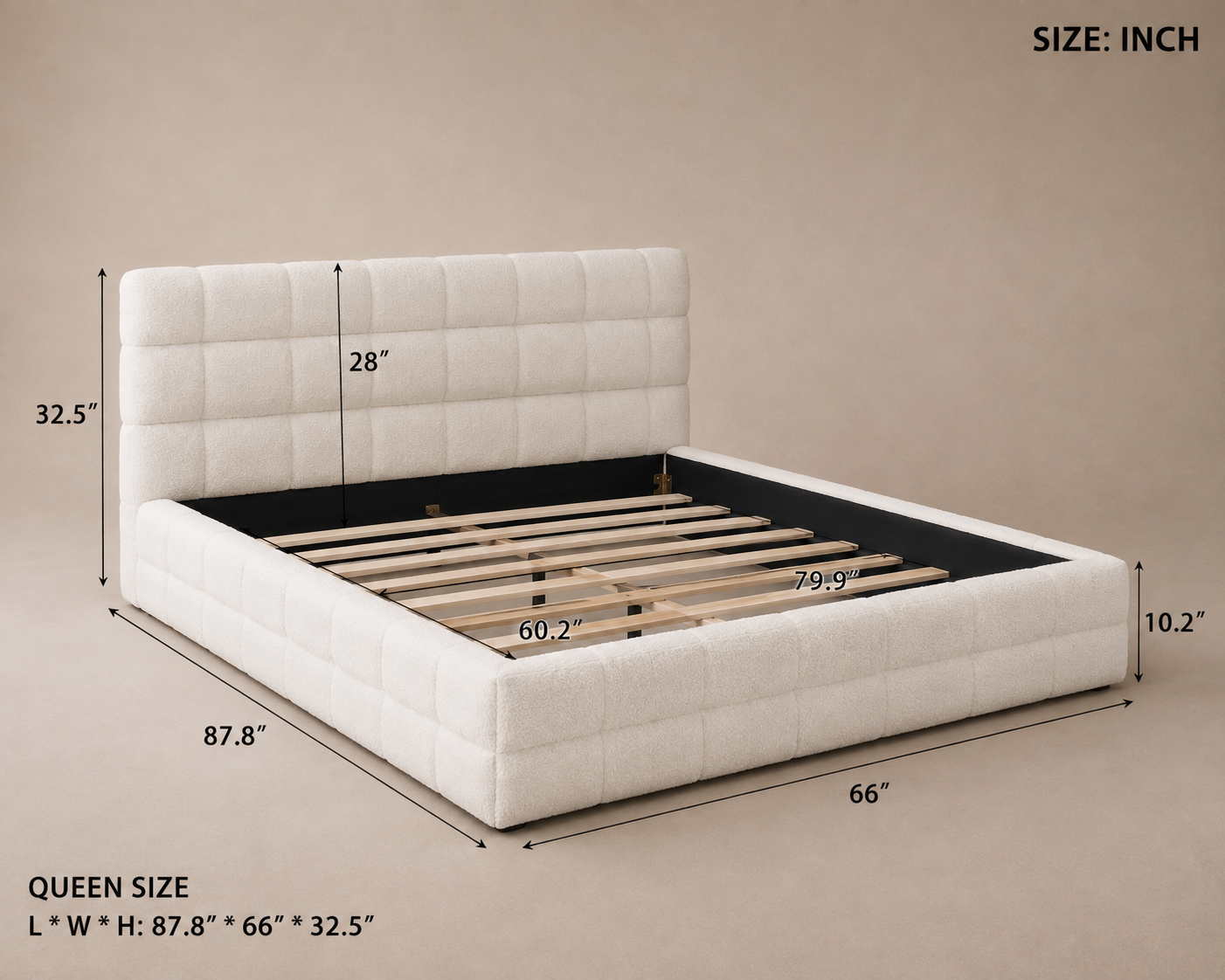 Cloud Bouclé Queen Platform Bed